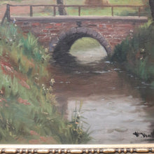 Load image into Gallery viewer, x SOLD Antique Dutch Framed Oil on Canvas, Country Farmhouse Scene, Country Cottage. B11185