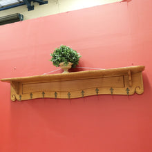 Load image into Gallery viewer, x SOLD French Oak Coat Rack Brass Fleur de Lis Hooks and Hat Display Shelf, Pot Holder B10628