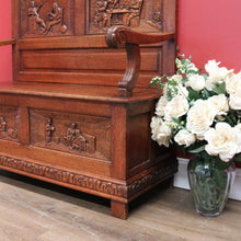 Load image into Gallery viewer, x SOLD Antique Hall Settle, Bench Set Hall Chair, French Tavern Scene Hall Seat B10858
