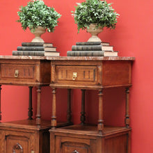 Load image into Gallery viewer, x SOLD Pair of Antique French Bedside Cabinets, Lamp Tables with Tier Storage B10573