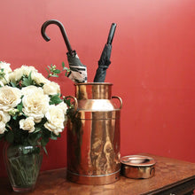 Load image into Gallery viewer, x SOLD Vintage Copper Milk Can and Lid, Umbrella Holder, Stamped WBG 420. Door Stop B10757