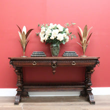 Load image into Gallery viewer, Antique French Hall Tables, Lamp or Sofa Table, Antique Oak 2 Drawer Office Desk B10772