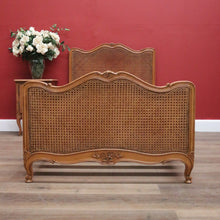 Load image into Gallery viewer, x SOLD Antique French Single Bed, Oak and Cane Bed. Bedhead, Foot, Side Rails Slats 2/3. B11265