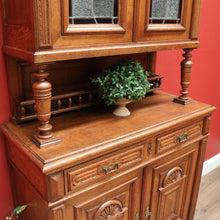 Load image into Gallery viewer, x SOLLD Antique Sideboard, French Oak and Lead Light Two Height Sideboard Hall Cabinet B10863