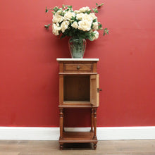 Load image into Gallery viewer, x SOLD Antique Bedside Cabinet, French Oak and Marble Lamp Table, Bedside Table B10908