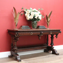 Load image into Gallery viewer, x SOLD Antique French Hall Tables, Lamp or Sofa Table, Antique Oak 2 Drawer Office Desk B10772