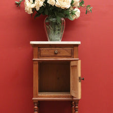 Load image into Gallery viewer, x SOLD Antique Bedside Cabinet, French Oak and Marble Lamp Table, Bedside Table B10908