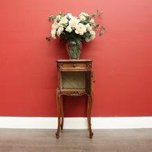 Load image into Gallery viewer, x SOLD Antique French Walnut Bedside Table, French Walnut and Marble Lamp Side Cabinet B10428