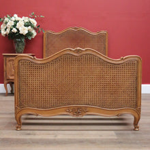 Load image into Gallery viewer, x SOLD Antique French Single Bed, Oak and Cane Bed. Bedhead, Foot, Side Rails Slats 2/3. B11265