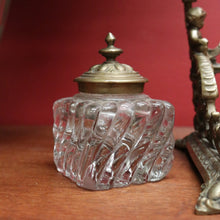 Load image into Gallery viewer, x SOLD Antique French Inkwell, Antique Brass and Glass Office Desk Ink Well, Cupids B10745
