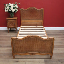 Load image into Gallery viewer, x SOLD Antique French Single Bed, Oak and Cane Bed. Bedhead, Foot, Side Rails Slats 2/3. B11265