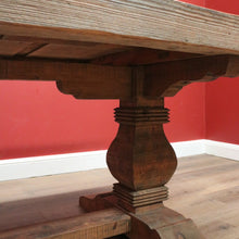 Load image into Gallery viewer, x SOLD Vintage French Style Country Dining Table, Slab Top Table, with large Pedestals B11239