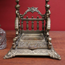 Load image into Gallery viewer, x SOLD Antique French Inkwell, Antique Brass and Glass Office Desk Ink Well, Cupids B10745