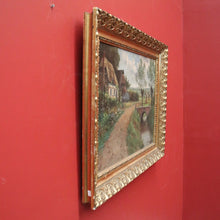 Load image into Gallery viewer, x SOLD Antique Dutch Framed Oil on Canvas, Country Farmhouse Scene, Country Cottage. B11185