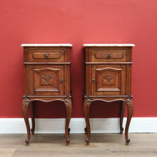 Load image into Gallery viewer, X SOLD Pair of Antique French Bedside Tables, Bedside Cabinets, Lamp Side Tables Marble B10653