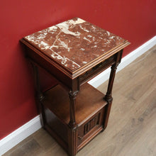 Load image into Gallery viewer, x SOLD Antique Bedside Table, French Walnut Bedside Table, Lamp Table, Marble Top B10828