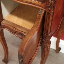 Load image into Gallery viewer, x SOLD Antique French Walnut Bedside Table, French Walnut and Marble Lamp Side Cabinet B10428