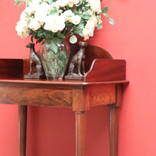 Load image into Gallery viewer, x SOLD Antique English Mahogany Shaped back Narrow Hall Wash Stand Lamp side Table or Small Desk B10716