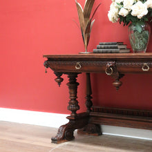 Load image into Gallery viewer, x SOLD Antique French Hall Tables, Lamp or Sofa Table, Antique Oak 2 Drawer Office Desk B10772