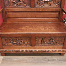 Load image into Gallery viewer, x SOLD Antique Hall Settle, Bench Set Hall Chair, French Tavern Scene Hall Seat B10858