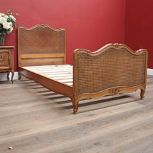 Load image into Gallery viewer, x SOLD Antique French Single Bed, Oak and Cane Bed. Bedhead, Foot, Side Rails Slats 2/3. B11265