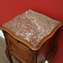 Load image into Gallery viewer, x SOLD Antique French Walnut Bedside Table, French Walnut and Marble Lamp Side Cabinet B10428