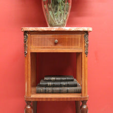 Load image into Gallery viewer, x SOLD Antique French Lamp Table, French Bedside Table. Marble, Walnut and Gilt Brass B11076
