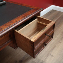 Load image into Gallery viewer, x SOLD Antique French Oak and Leather Office Desk, 4 Drawer Office Desk with Turned Leg B10722