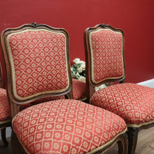 Load image into Gallery viewer, x SOLD Set of 4 Antique French Dining Chairs, French Walnut and Fabric Kitchen Chairs B10737