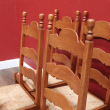 Load image into Gallery viewer, x SOLD Set of Six Antique French Dining Chairs, Antique Oak and Rush Seat Kitchen Chair B10815