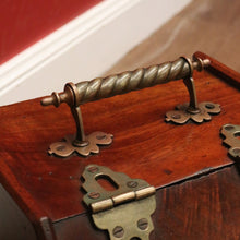 Load image into Gallery viewer, x SOLD Antique English Coal Scuttle, Walnut and Brass Lift Lid Kindling Storage Box B10967