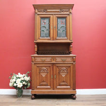 Load image into Gallery viewer, x SOLLD Antique Sideboard, French Oak and Lead Light Two Height Sideboard Hall Cabinet B10863