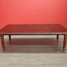 Load image into Gallery viewer, x SOLD Antique English Mahogany Dining Table, 2 Leaf Extension Kitchen Table and Winder. B9862