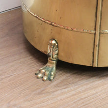 Load image into Gallery viewer, x SOLD Antique French Brass Coal Scuttle, Brass Lidded Storage Container, Dog Food Bin B10812