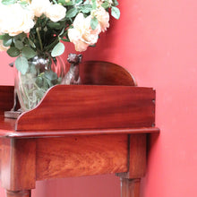 Load image into Gallery viewer, x SOLD Antique English Mahogany Shaped back Narrow Hall Wash Stand Lamp side Table or Small Desk B10716
