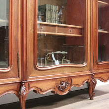 Load image into Gallery viewer, x SOLD Antique French Walnut and Glass 3 Door Bookcase China Display Case Cabinet B10702