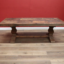 Load image into Gallery viewer, x SOLD Vintage French Style Country Dining Table, Slab Top Table, with large Pedestals B11239