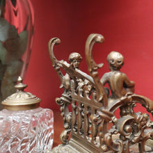 Load image into Gallery viewer, x SOLD Antique French Inkwell, Antique Brass and Glass Office Desk Ink Well, Cupids B10745