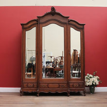 Load image into Gallery viewer, x SOLD Antique French Armoire, French Oak and Mirror Three Door Breakfront Wardrobe B11115