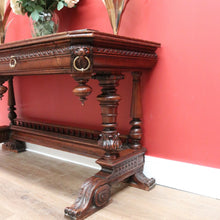 Load image into Gallery viewer, x SOLD Antique French Hall Tables, Lamp or Sofa Table, Antique Oak 2 Drawer Office Desk B10772