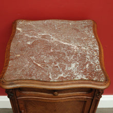 Load image into Gallery viewer, x SOLD Antique French Walnut Bedside Table, French Walnut and Marble Lamp Side Cabinet B10428