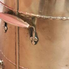 Load image into Gallery viewer, x SOLD Antique French Brass Coal Scuttle, Brass Lidded Storage Container, Dog Food Bin B10812