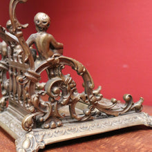 Load image into Gallery viewer, x SOLD Antique French Inkwell, Antique Brass and Glass Office Desk Ink Well, Cupids B10745