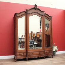 Load image into Gallery viewer, x SOLD Antique French Armoire, French Oak and Mirror Three Door Breakfront Wardrobe B11115