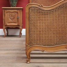 Load image into Gallery viewer, x SOLD Antique French Single Bed, Oak and Cane Bed. Bedhead, Foot, Side Rails Slats 2/3. B11265