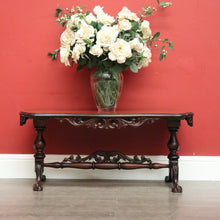 Load image into Gallery viewer, x SOLD Vintage Australian Cedar Coffee Table Scroll Work Stretcher Base, Side Table. B10434