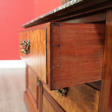 Load image into Gallery viewer, x SOLD Antique English Burr Walnut and Marble Top 3 Hall Cabinet Sideboard Vanity. B10444