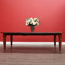 Load image into Gallery viewer, x SOLD Antique English Mahogany Dining Table, 2 Leaf Extension Kitchen Table and Winder. B9862