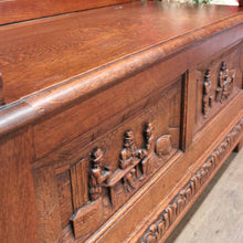 Load image into Gallery viewer, x SOLD Antique Hall Settle, Bench Set Hall Chair, French Tavern Scene Hall Seat B10858
