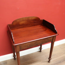 Load image into Gallery viewer, x SOLD Antique English Mahogany Shaped back Narrow Hall Wash Stand Lamp side Table or Small Desk B10716